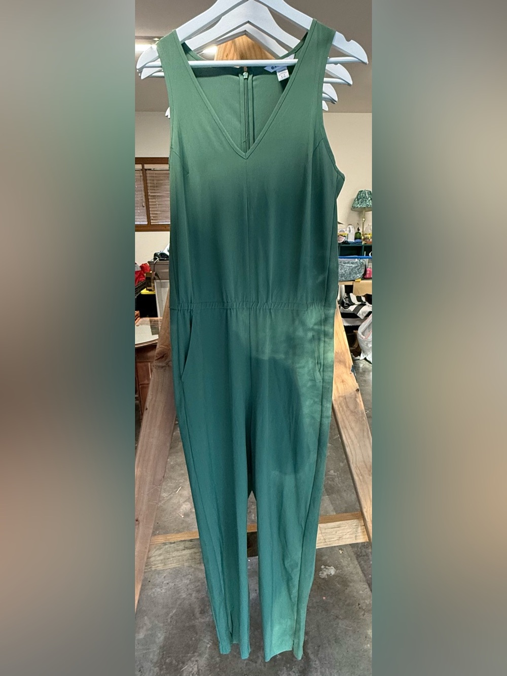 Athleta Forest Green Sleeveless V-Neck Jumpsuit